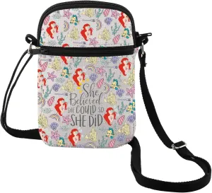 MEIKIUP Mermaid Crossbody Bag Mermaid Princess Fans Gift Fairy Tale Shoulder Bag Princess Birthday Gift for Daughter