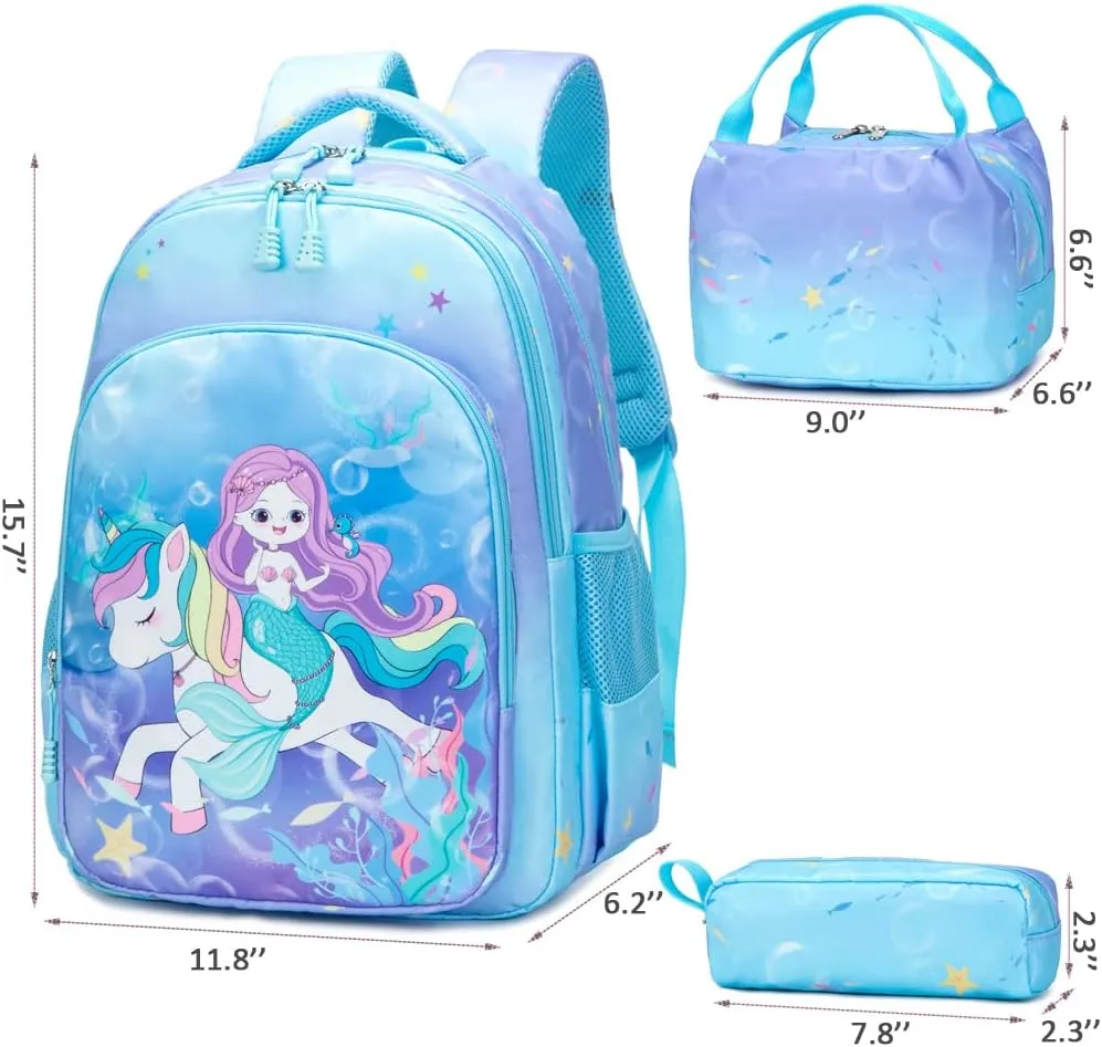 Meisohua Girls School Backpack Set Unicorn Backpack Lightweight Kids School Bookbag Girls Casual Daypack