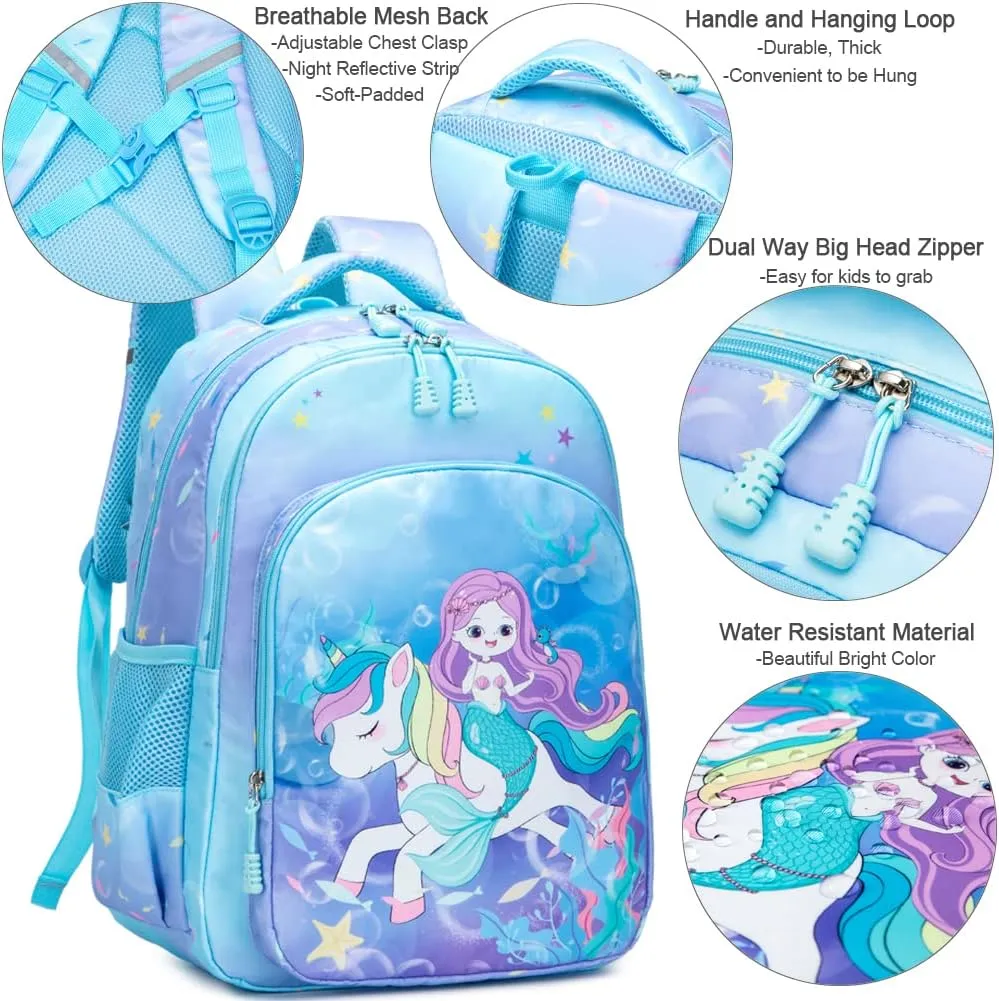 Meisohua Girls School Backpack Set Unicorn Backpack Lightweight Kids School Bookbag Girls Casual Daypack