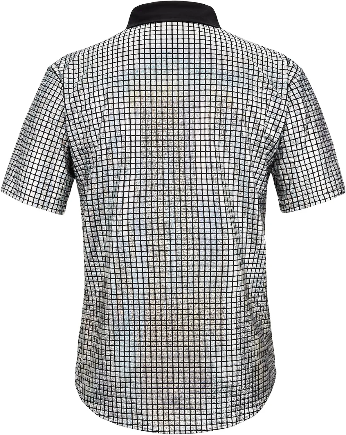 Mens 70S Disco Outfits Sequin Shirt Short Sleeve Button Down Shirts Party Novelty Shirts Nightclub Christmas Prom Costume