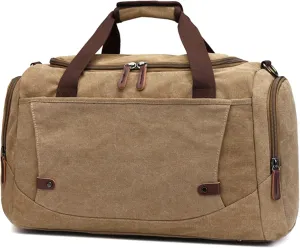 Men's Canvas Weekend Bag Large Capacity Business Travel Duffel Bags Vintage Crossbody Shoulder Bag for Camping Hiking (A/Brown)