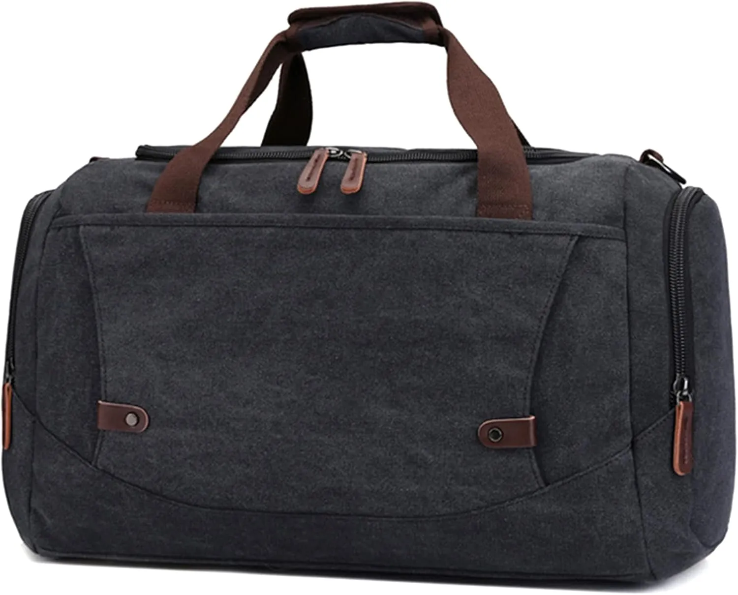 Men's Canvas Weekend Bag Large Capacity Business Travel Duffel Bags Vintage Crossbody Shoulder Bag for Camping Hiking (Black)
