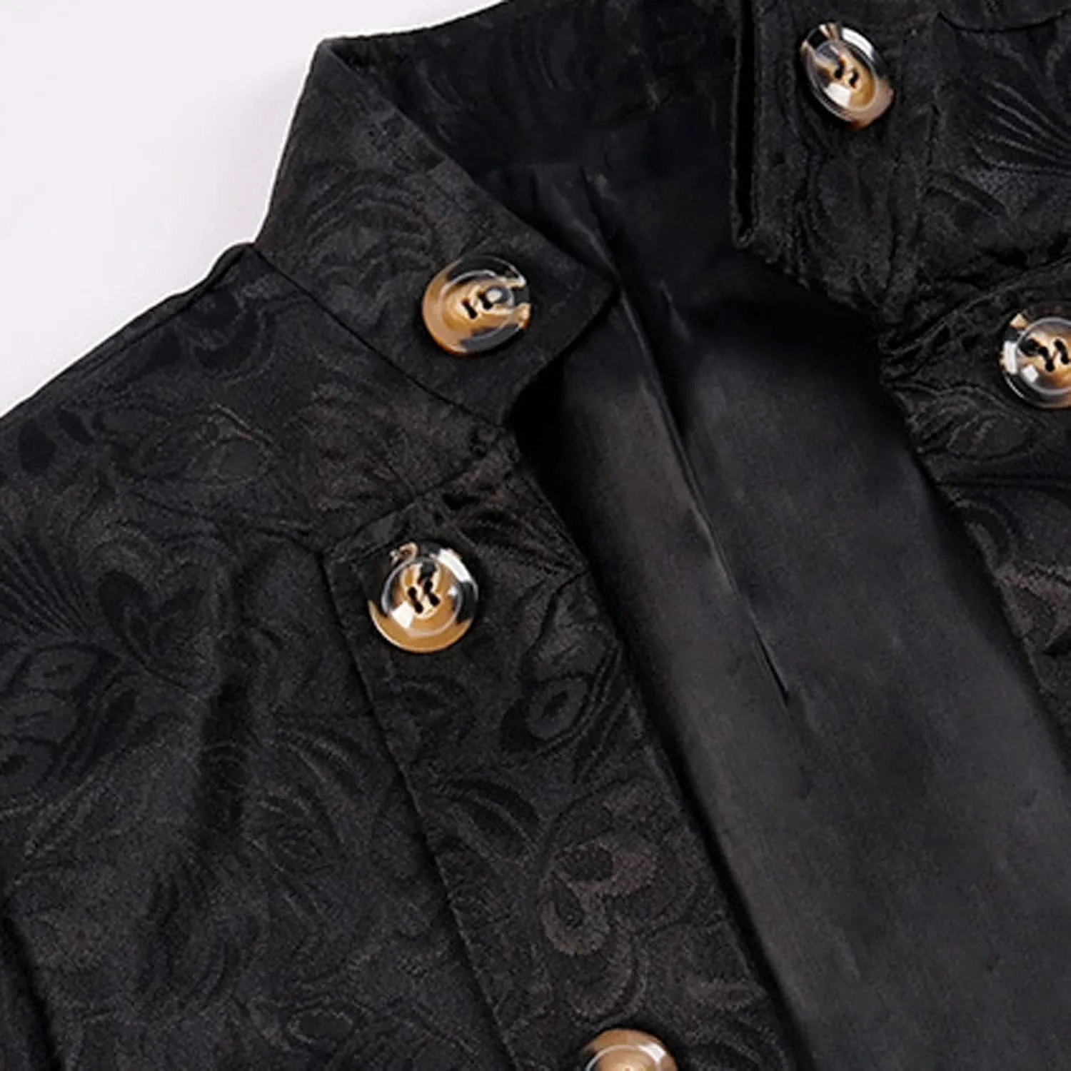 Mens Gothic Coat Standing Collar Court Jacket Medieval Costume Renaissance Slim Overcoat Victorian Frock Uniform Coat