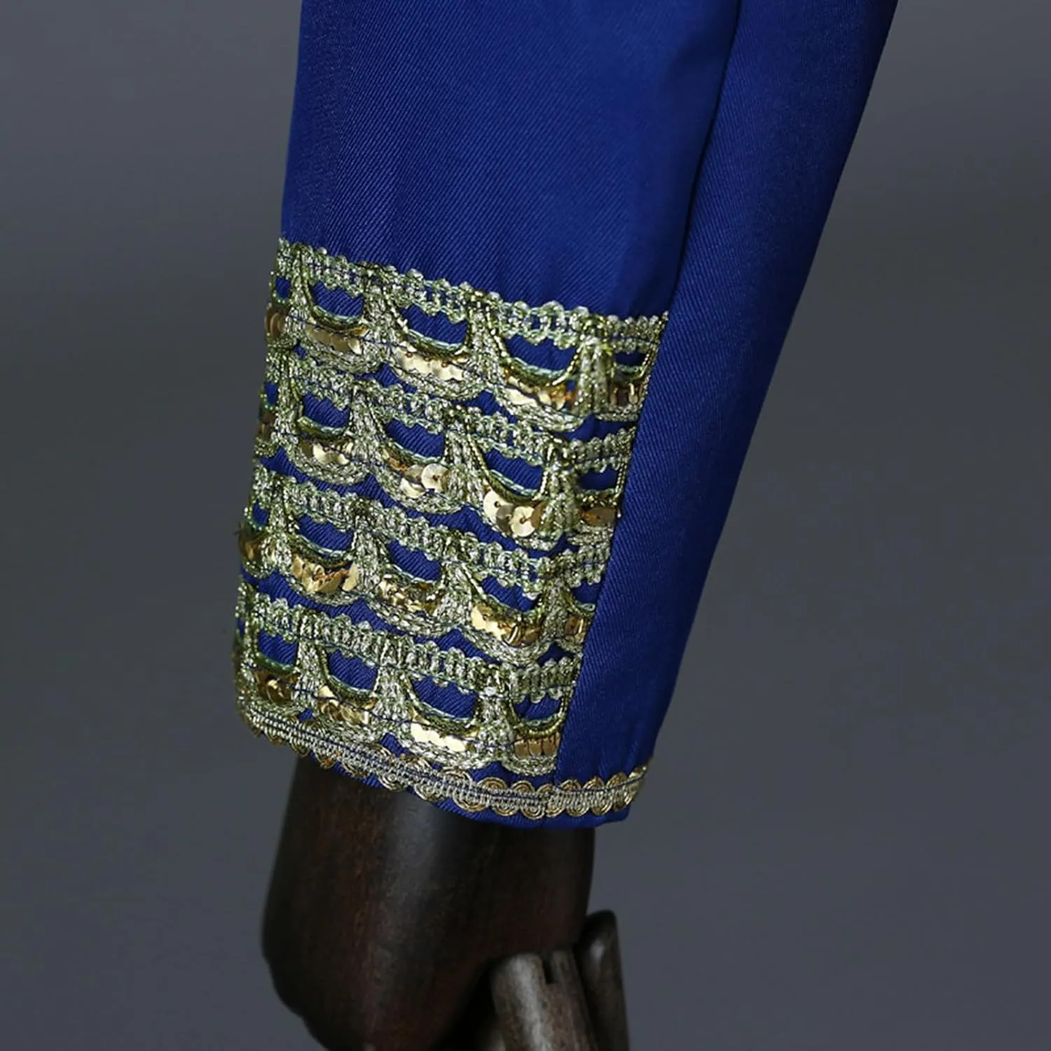 Men's Matador Costume, 3-Piece Set Adult Bullfighter Outfit Stage Court Performance Costume Parties, Embroidered Tassel with Jacket Pant Vest,XL,Blue