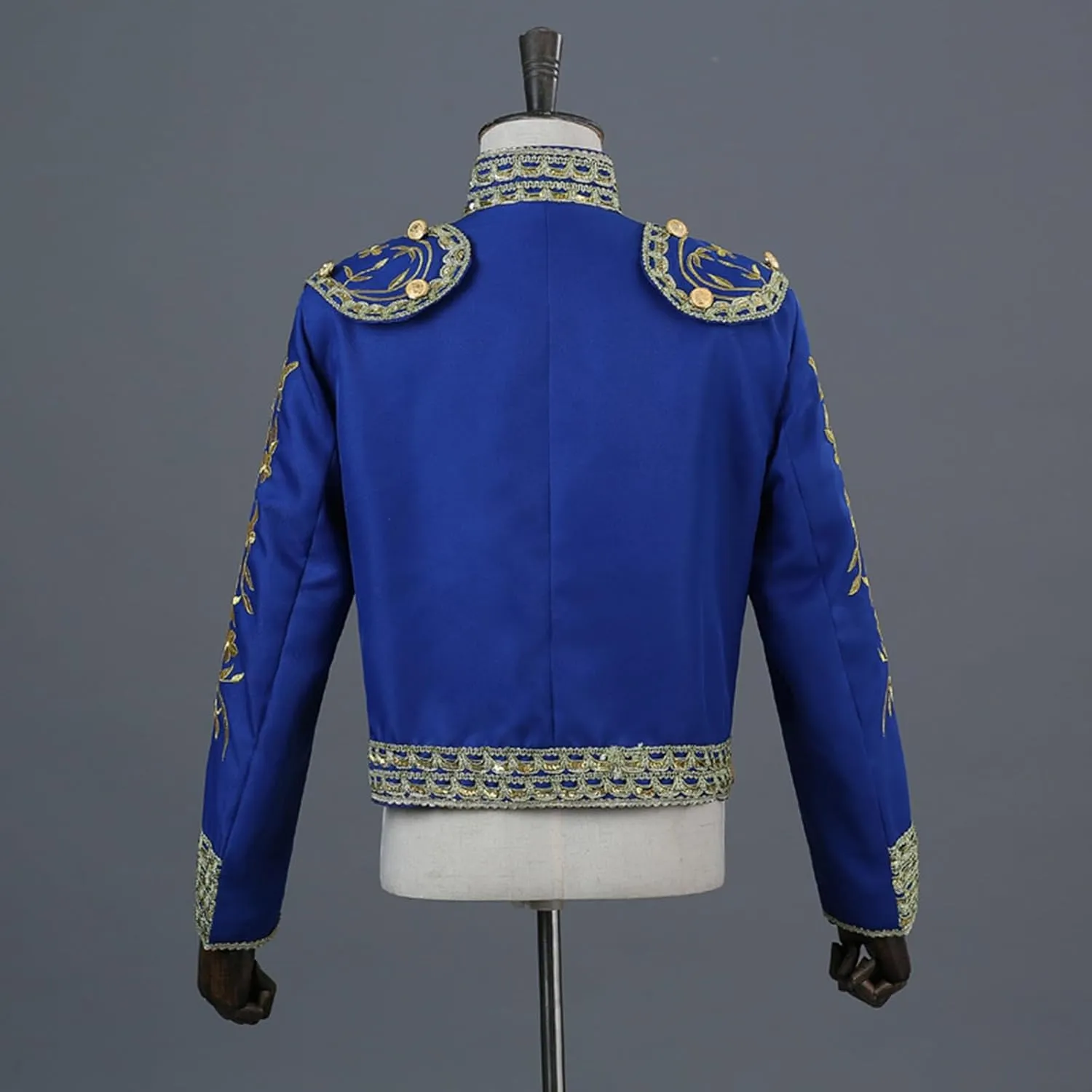 Men's Matador Costume, 3-Piece Set Adult Bullfighter Outfit Stage Court Performance Costume Parties, Embroidered Tassel with Jacket Pant Vest,XL,Blue