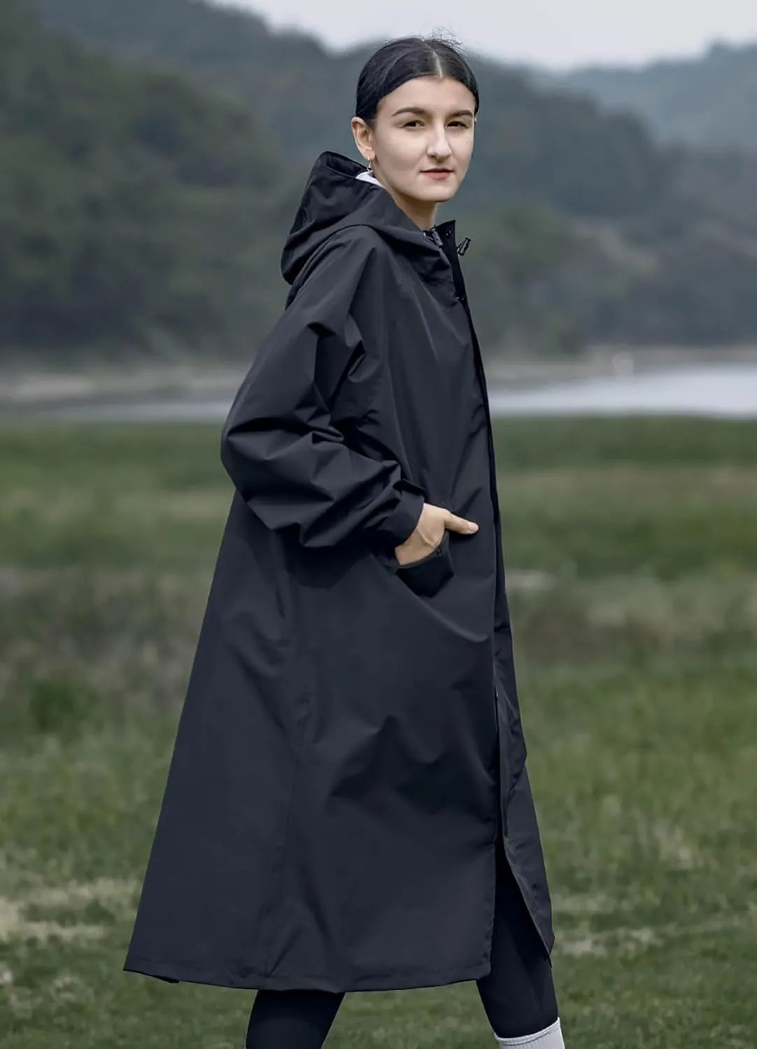 Men's rainproof jacket with hood, waterproof, lightweight, activity long women's multi-functional raincoat
