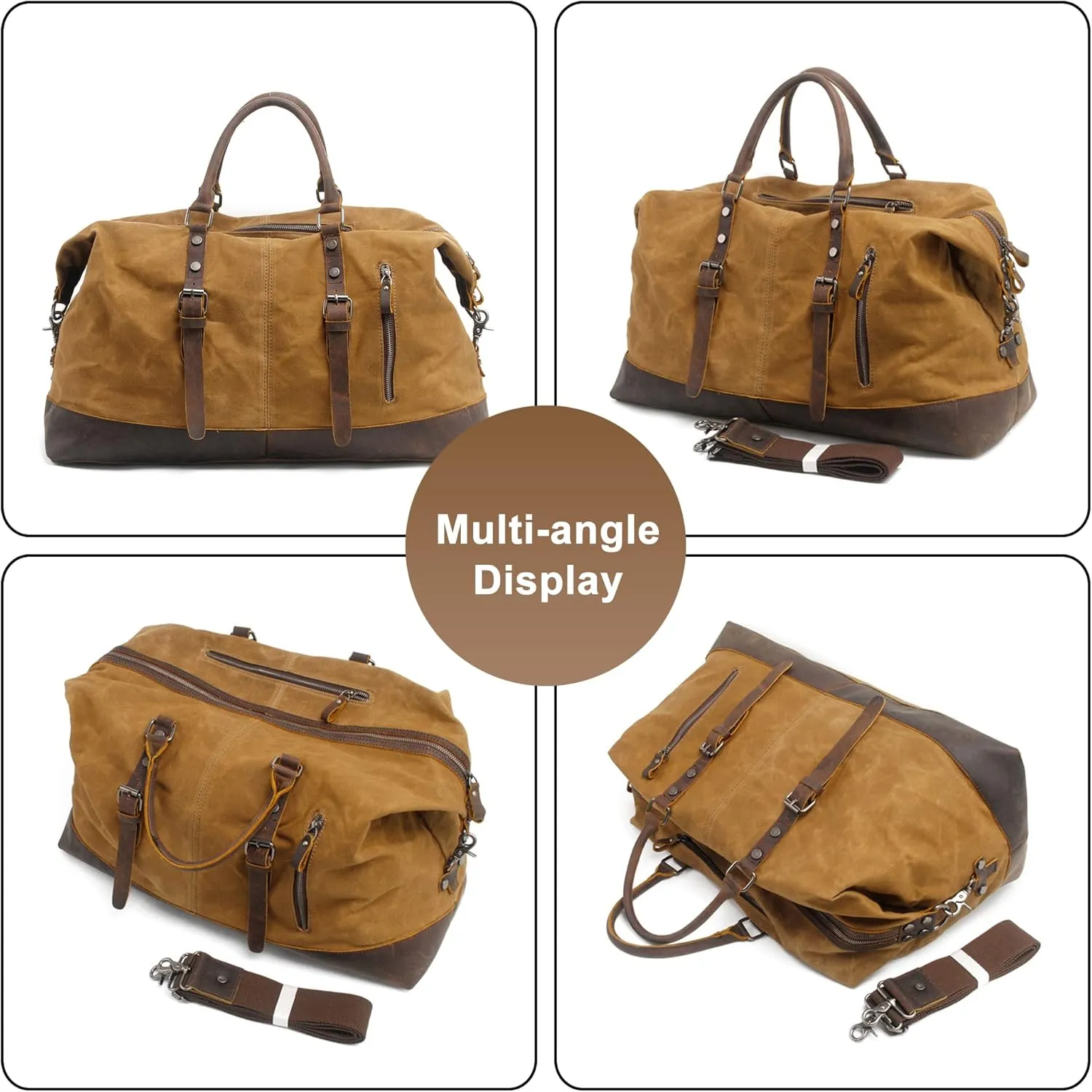 Men's Travel Duffle Bag Canvas Large Capacity Weekend Crossbody Shoulder Bag Convenient Carry On Luggage Bags (Green)