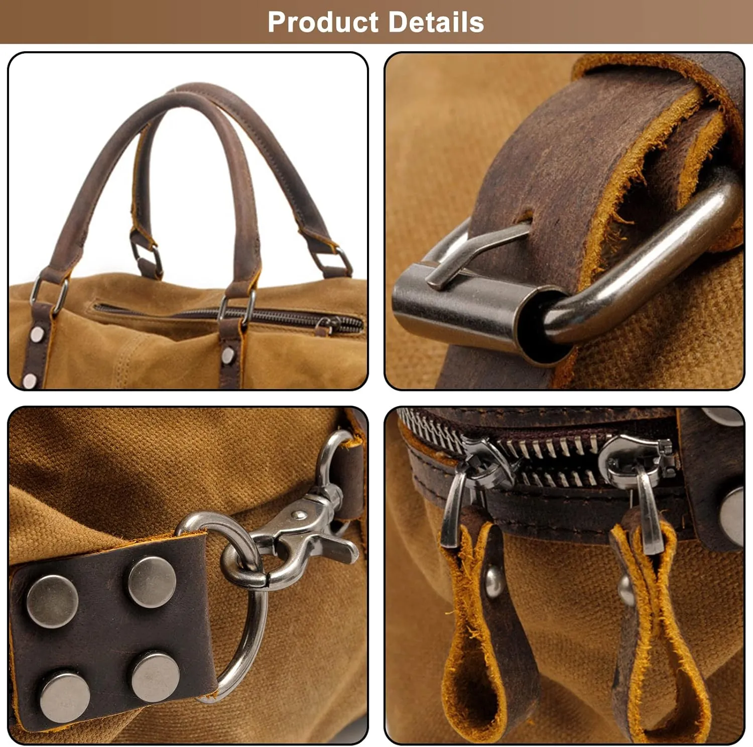 Men's Travel Duffle Bag Canvas Large Capacity Weekend Crossbody Shoulder Bag Convenient Carry On Luggage Bags (Green)