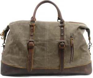 Men's Travel Duffle Bag Canvas Large Capacity Weekend Crossbody Shoulder Bag Convenient Carry On Luggage Bags (Green)