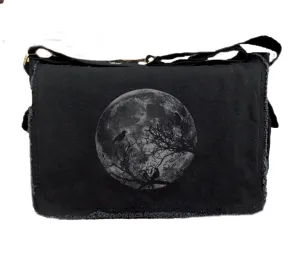 Messenger Bags by Black Lantern - Aesthetic Crossbody Bags for Women & Men - Cute Vintage Cross Body Purse, Large Shoulder Bag - Backpacks for Work (Moon & Ravens)