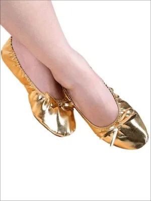 Metallic Gold Belly Dance Genie Costume Shoes By Liv and Mia