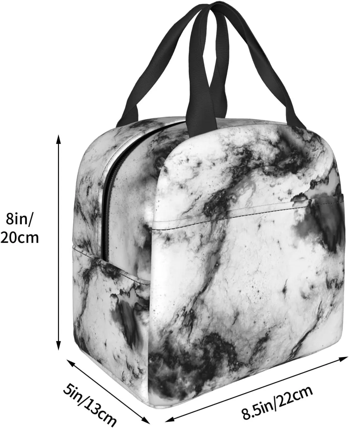 Miaoquhe White Marble Insulated Lunch Bags for Women Men Girls Kids, White Lunch Box Lunch Container Insulated Zipper Meal Handbag Portable Lunch Bag for School Office Travel Picnic