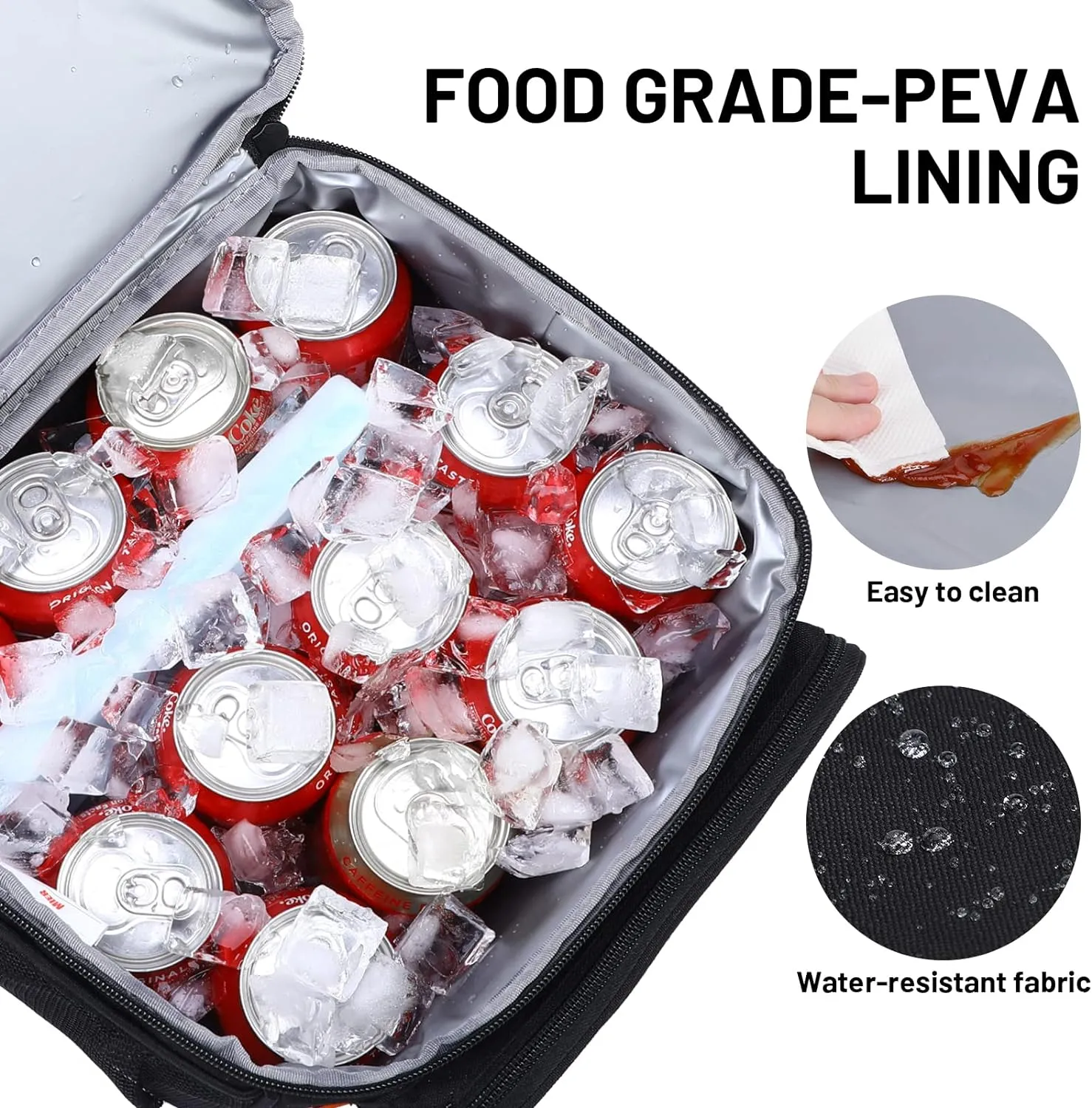 MIER Mens Insulated Lunch Box, Dual Compartment Large Lunch Bag Coolers with Shoulder Strap for Men Women Adult to Office Work, Picnic, Travel, Outdoors, Black