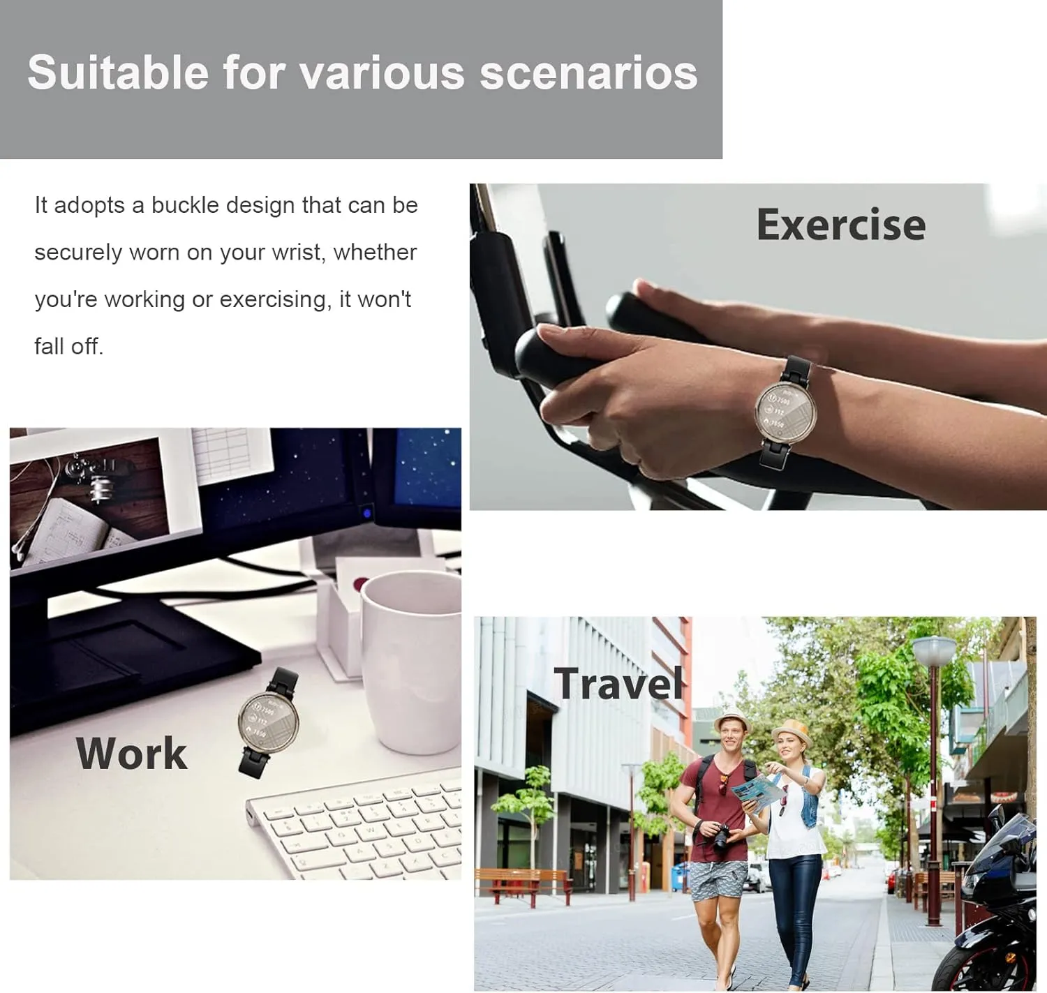Miimall Leather Watch Band Compatible with Garmin Lily Smartwatch Strap, Replacement Watch Band Quick Release Strap Adjustable Stylish Wristband Accessories Bracelet Fit for Garmin Lily