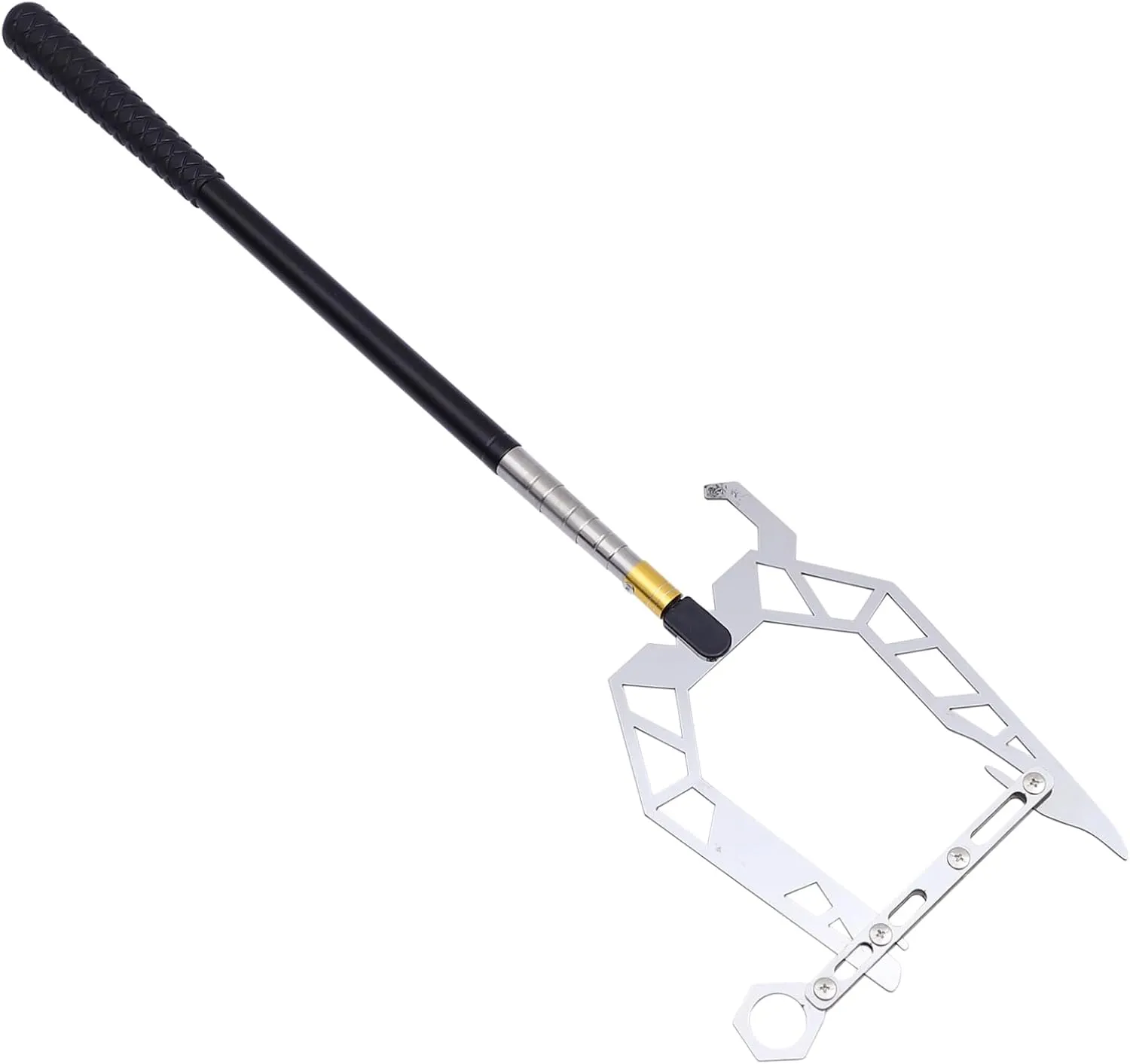 Mikikit Multi-Functional Boat Hook Telescopic Pole Stainless Steel Tie Rope Hook Boat Puller 1.4m Extendable