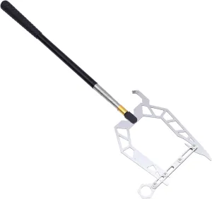 Mikikit Multi-Functional Boat Hook Telescopic Pole Stainless Steel Tie Rope Hook Boat Puller 1.4m Extendable