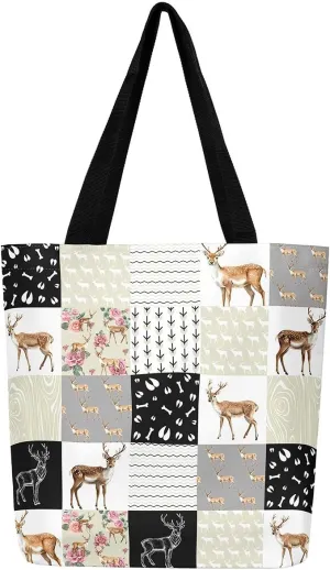 Milk Cow Canvas Tote Bag Farm Animals Shoulder Bag for Women,Western Cowboy Bull Cattle Shoulder Bag