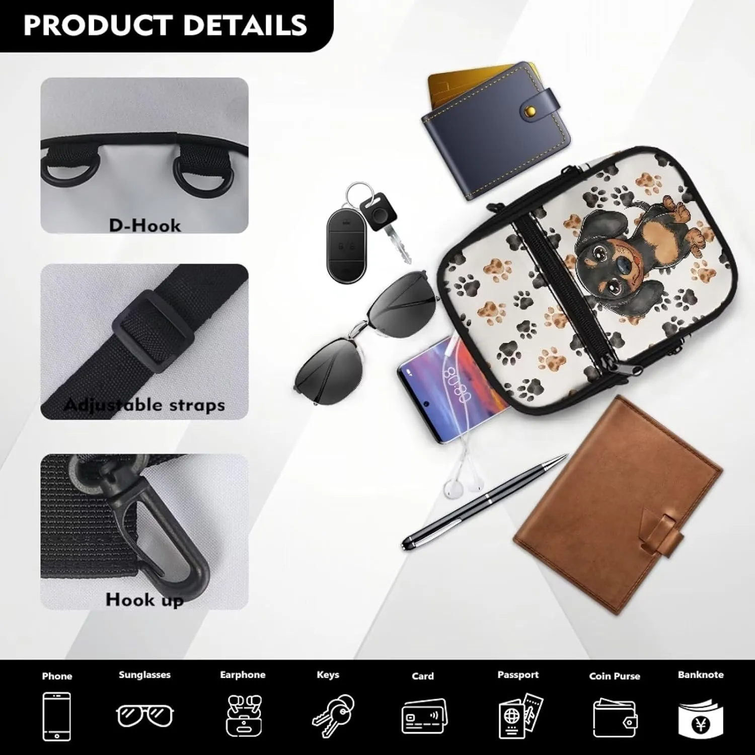 Mini Crossbody Shoulder Sling Bag Multi-Function Travel Pouch Bag Lightweight Stylish Cellphone Purse Wallet