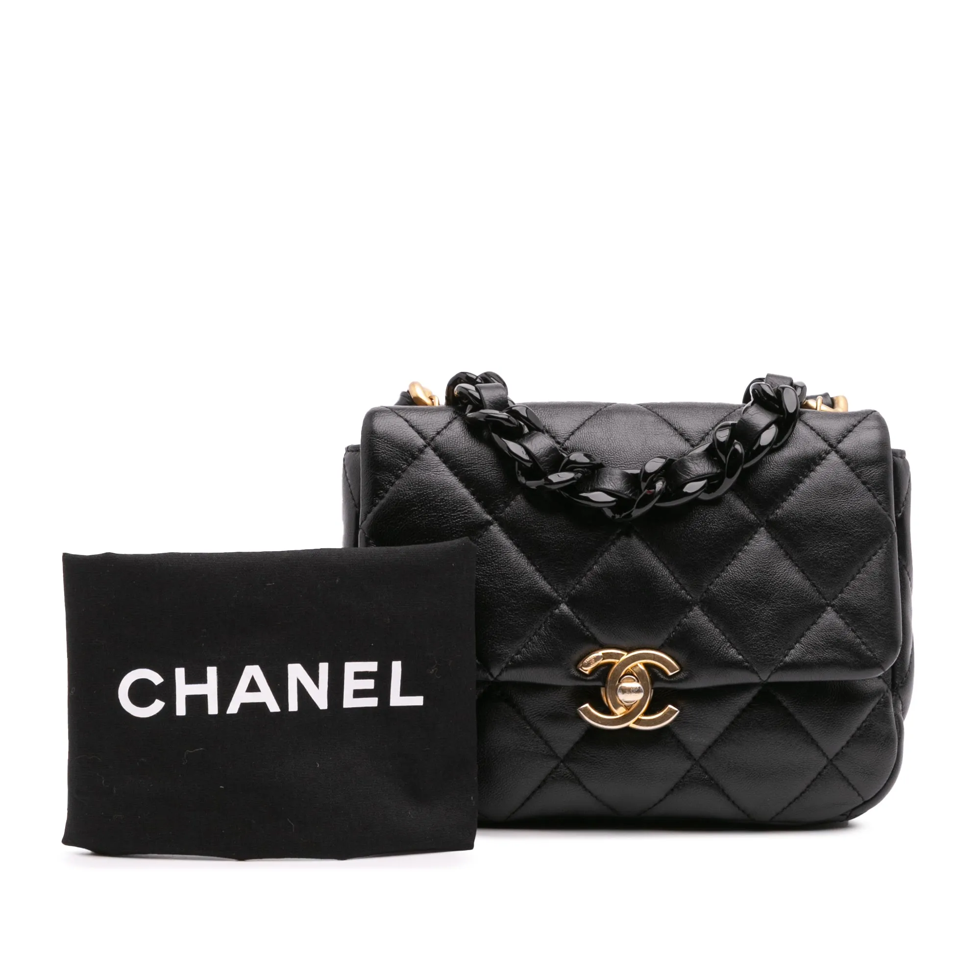 Mini Quilted Lambskin Lacquered Chain Flap