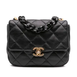 Mini Quilted Lambskin Lacquered Chain Flap