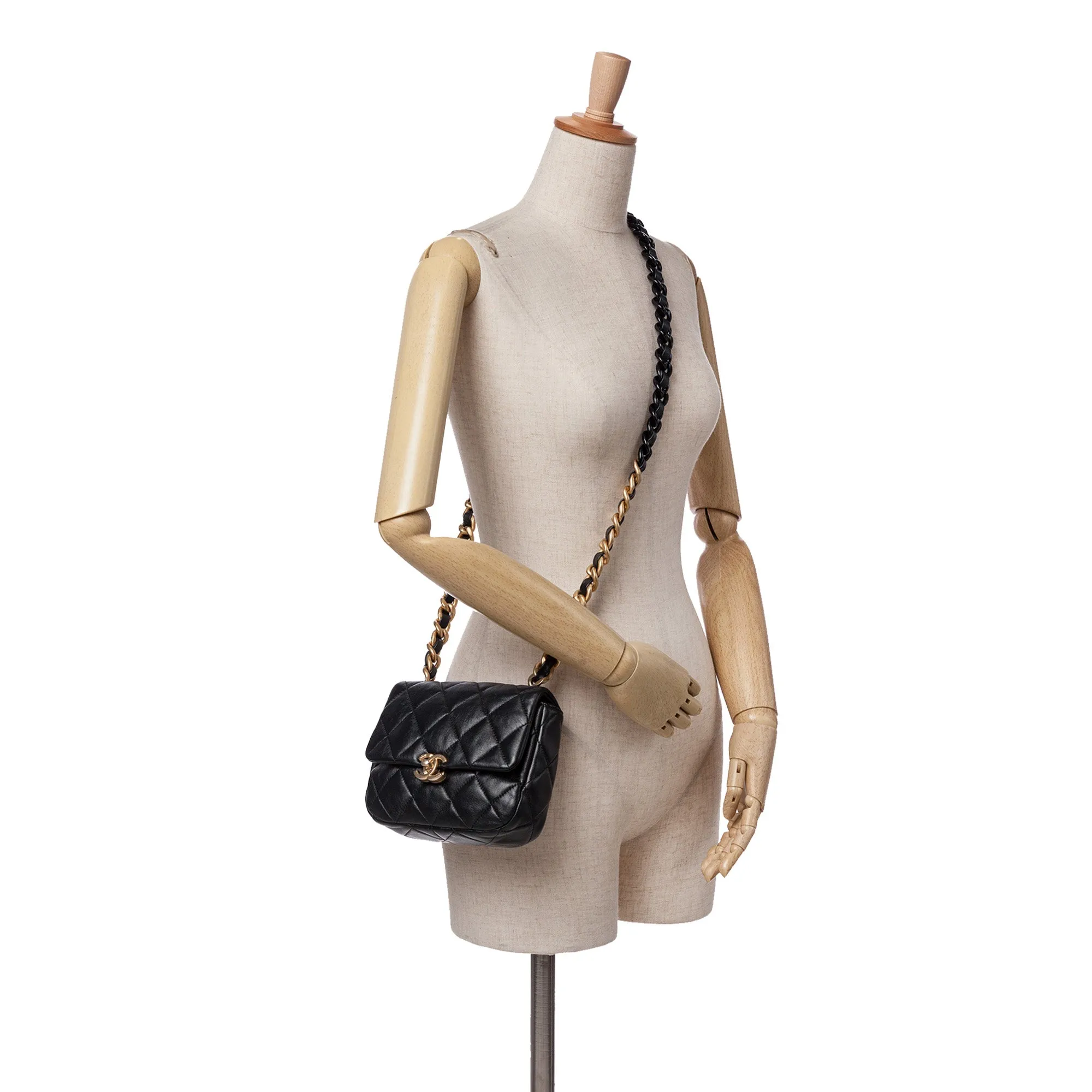 Mini Quilted Lambskin Lacquered Chain Flap
