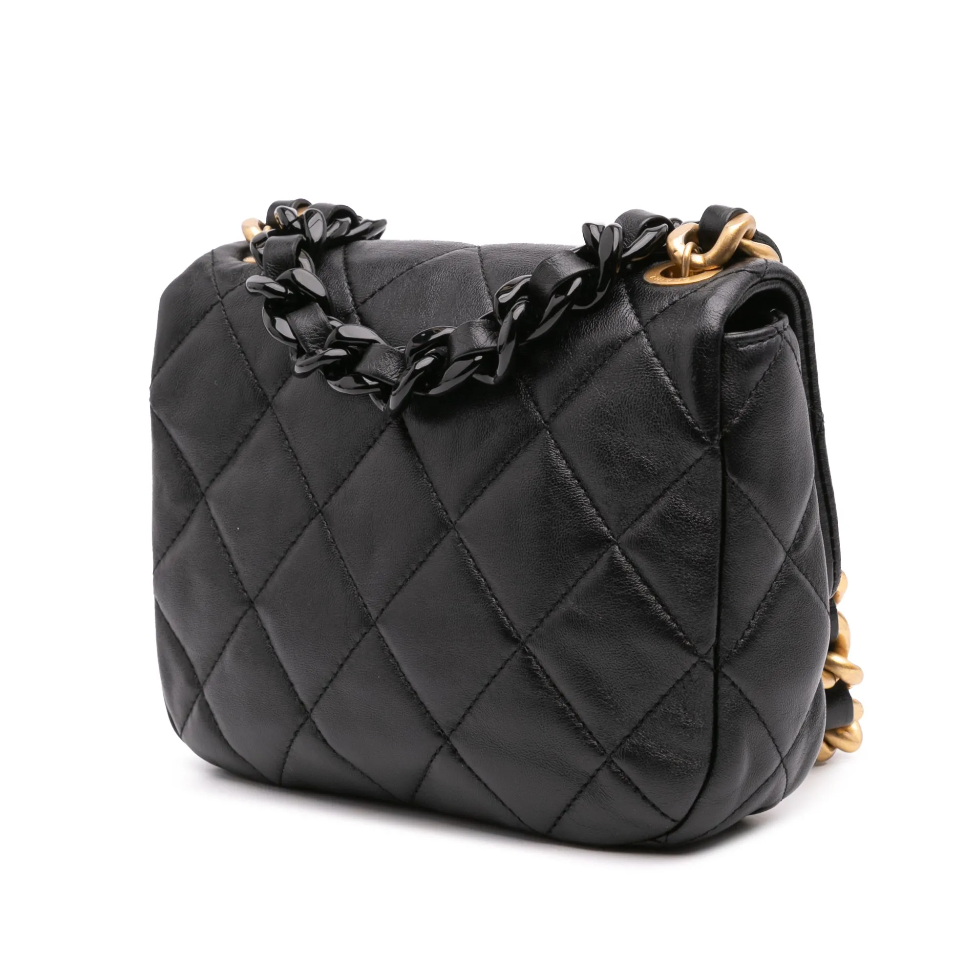 Mini Quilted Lambskin Lacquered Chain Flap