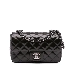 Mini Rectangular Classic Striped Patent Single Flap