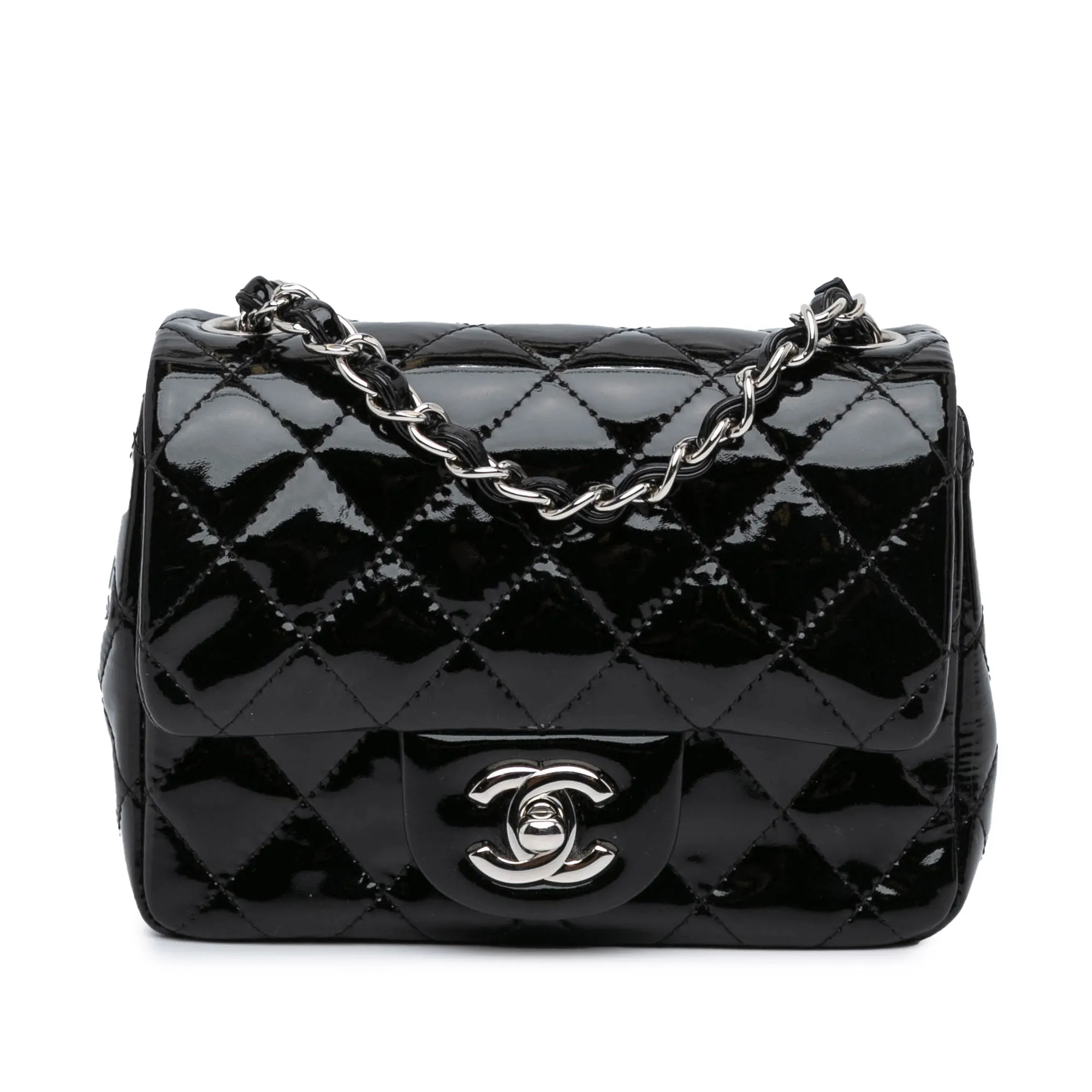 Mini Square Classic Patent Single Flap