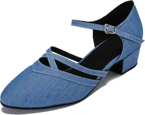 Minishion Women's Closed Toe Dance Heels Comfortable Ballroom Dancing Pumps