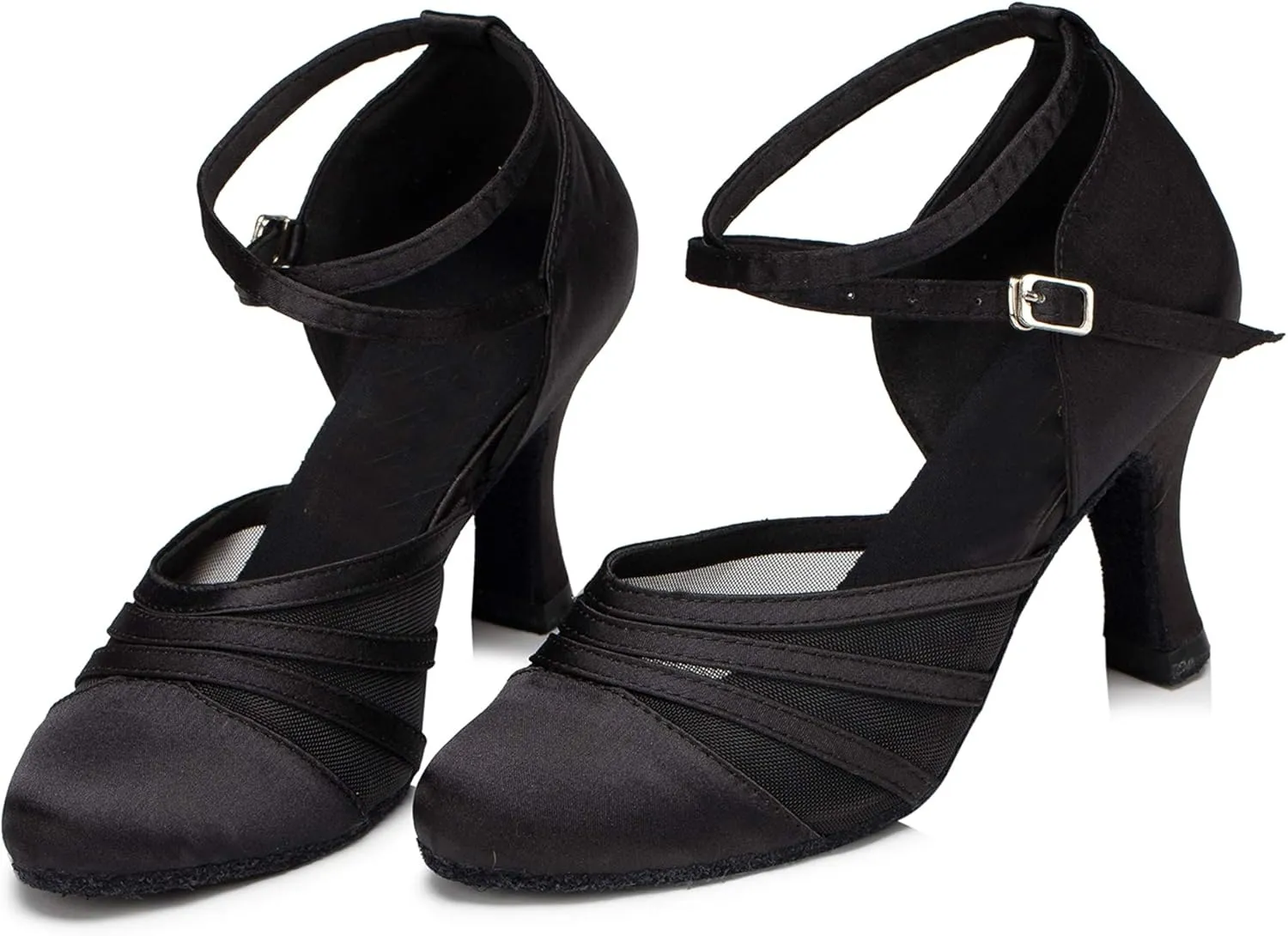 Minishion Women's Closed Toe Dance Heels Comfortable Ballroom Dancing Pumps