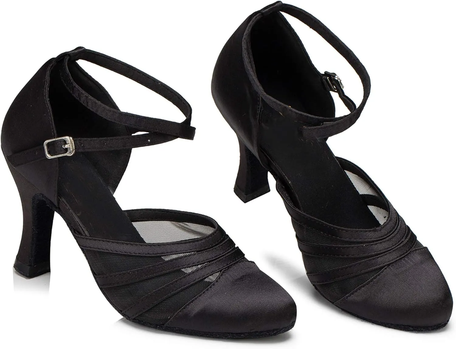 Minishion Women's Closed Toe Dance Heels Comfortable Ballroom Dancing Pumps