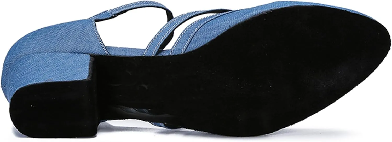 Minishion Women's Closed Toe Dance Heels Comfortable Ballroom Dancing Pumps
