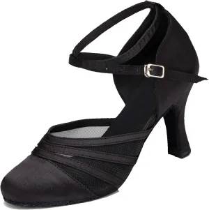 Minishion Women's Closed Toe Dance Heels Comfortable Ballroom Dancing Pumps