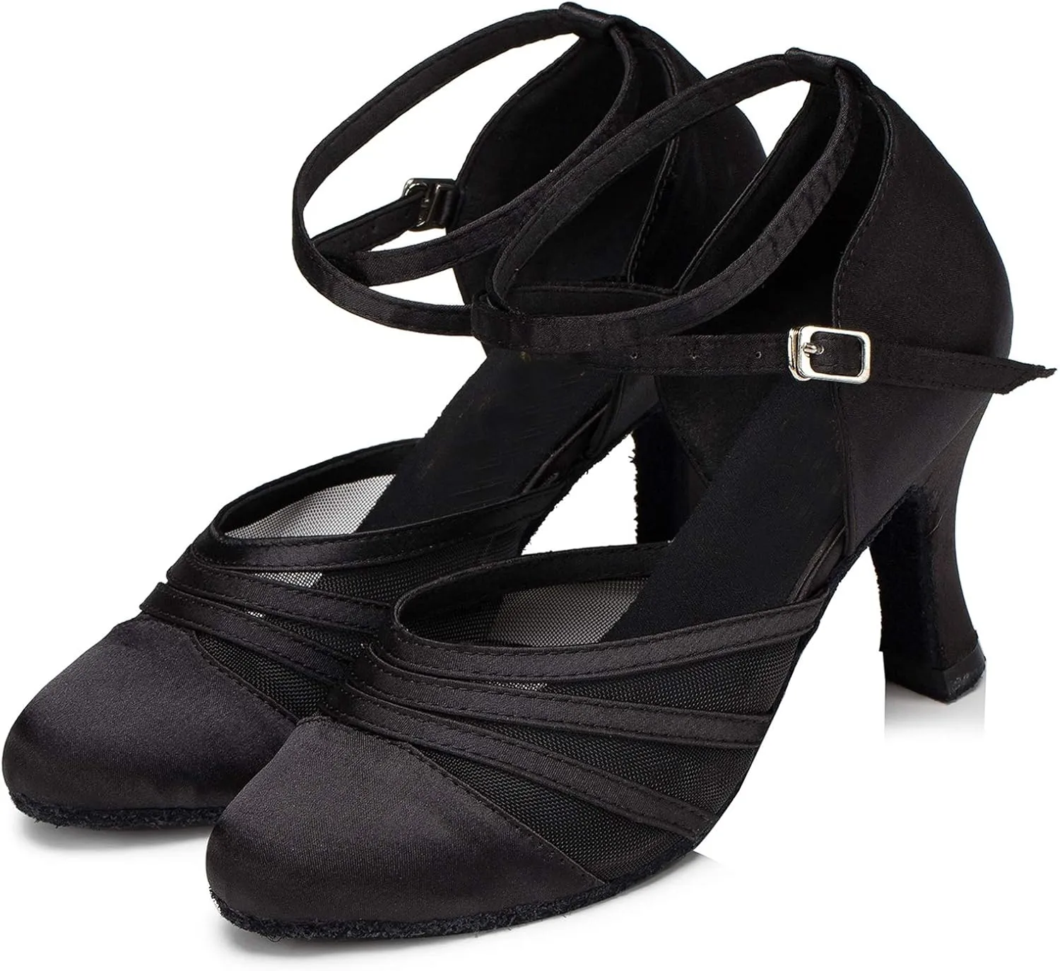 Minishion Women's Closed Toe Dance Heels Comfortable Ballroom Dancing Pumps