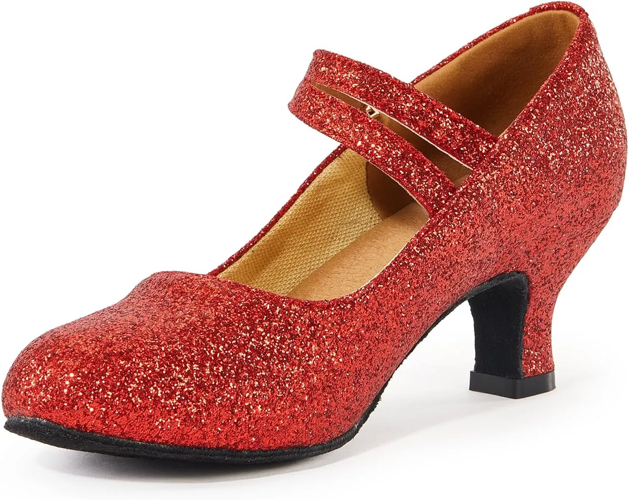 missfiona Women's Glitter Latin Ballroom Dance Shoes Pointed-Toe Y Strap Dancing Heels