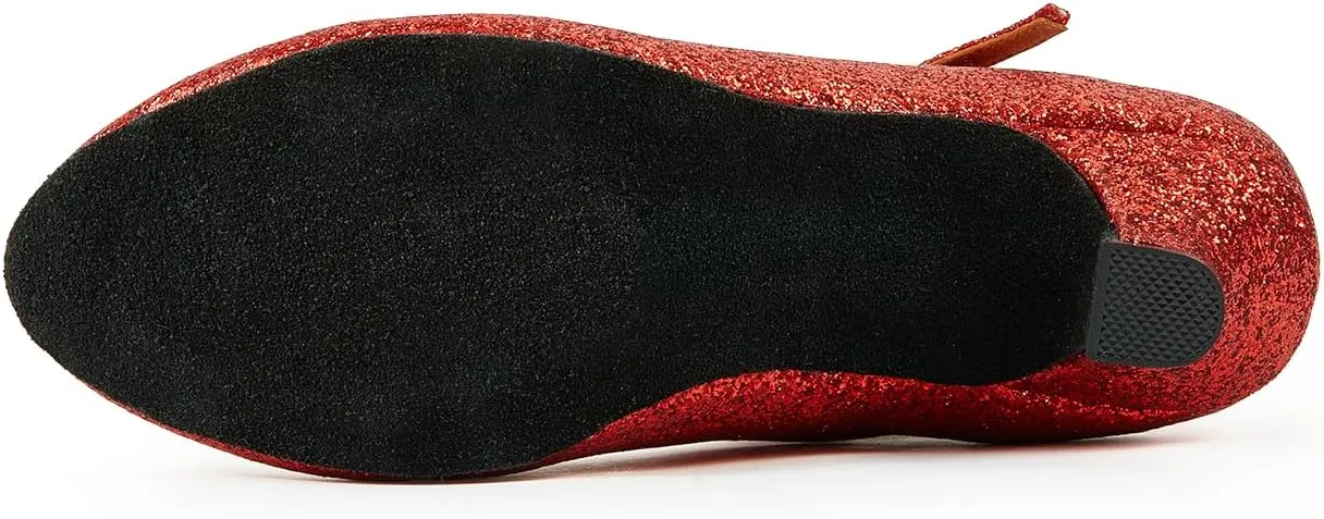 missfiona Women's Glitter Latin Ballroom Dance Shoes Pointed-Toe Y Strap Dancing Heels