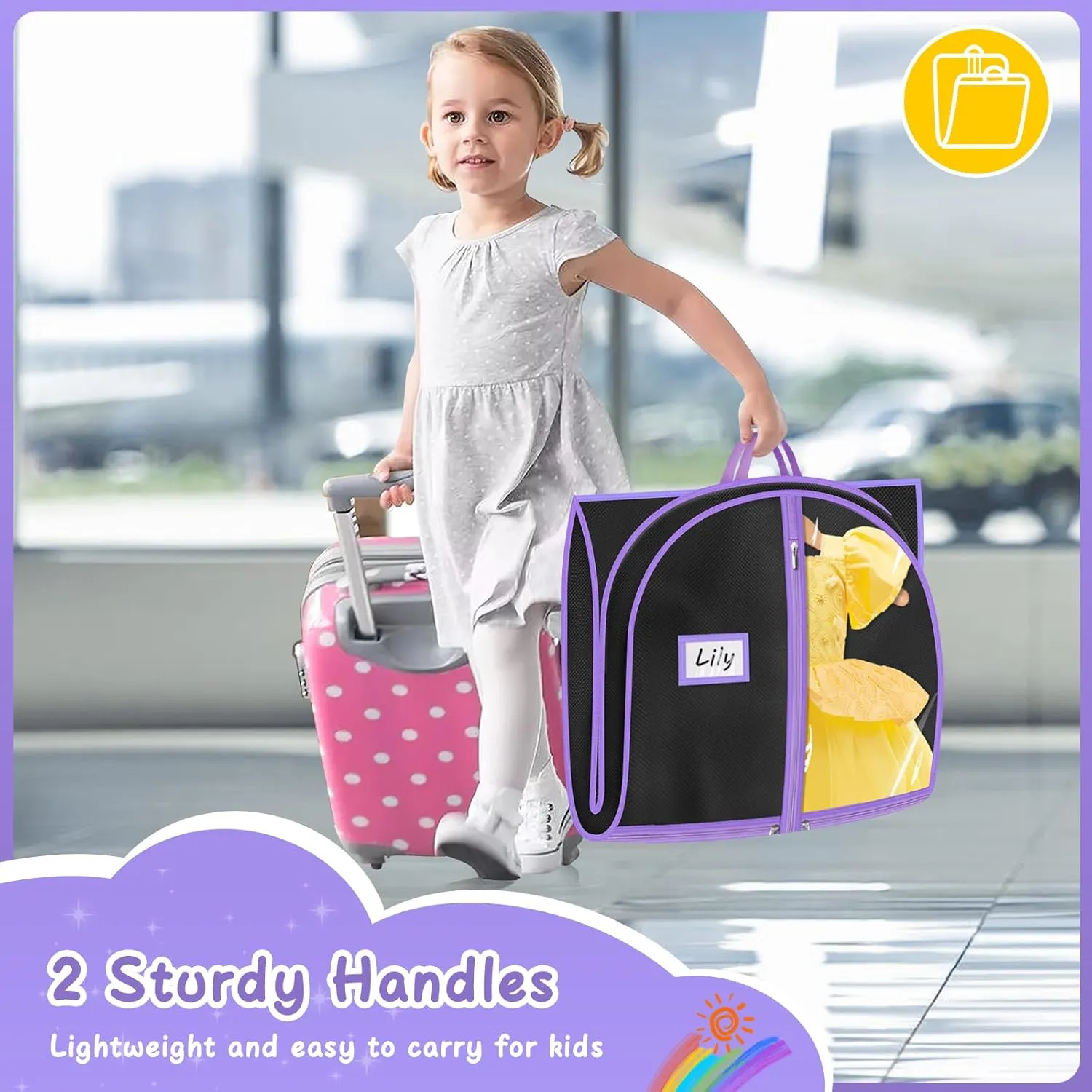 MISSLO Dance Garment Bags for Dancers with 4 Pockets Garment Bags for Dance Costumes 40" Cheer Uniform Garment Bag Hanging Kids Garment Bag for Recital, Competition, Travel, Storage (1, Black)