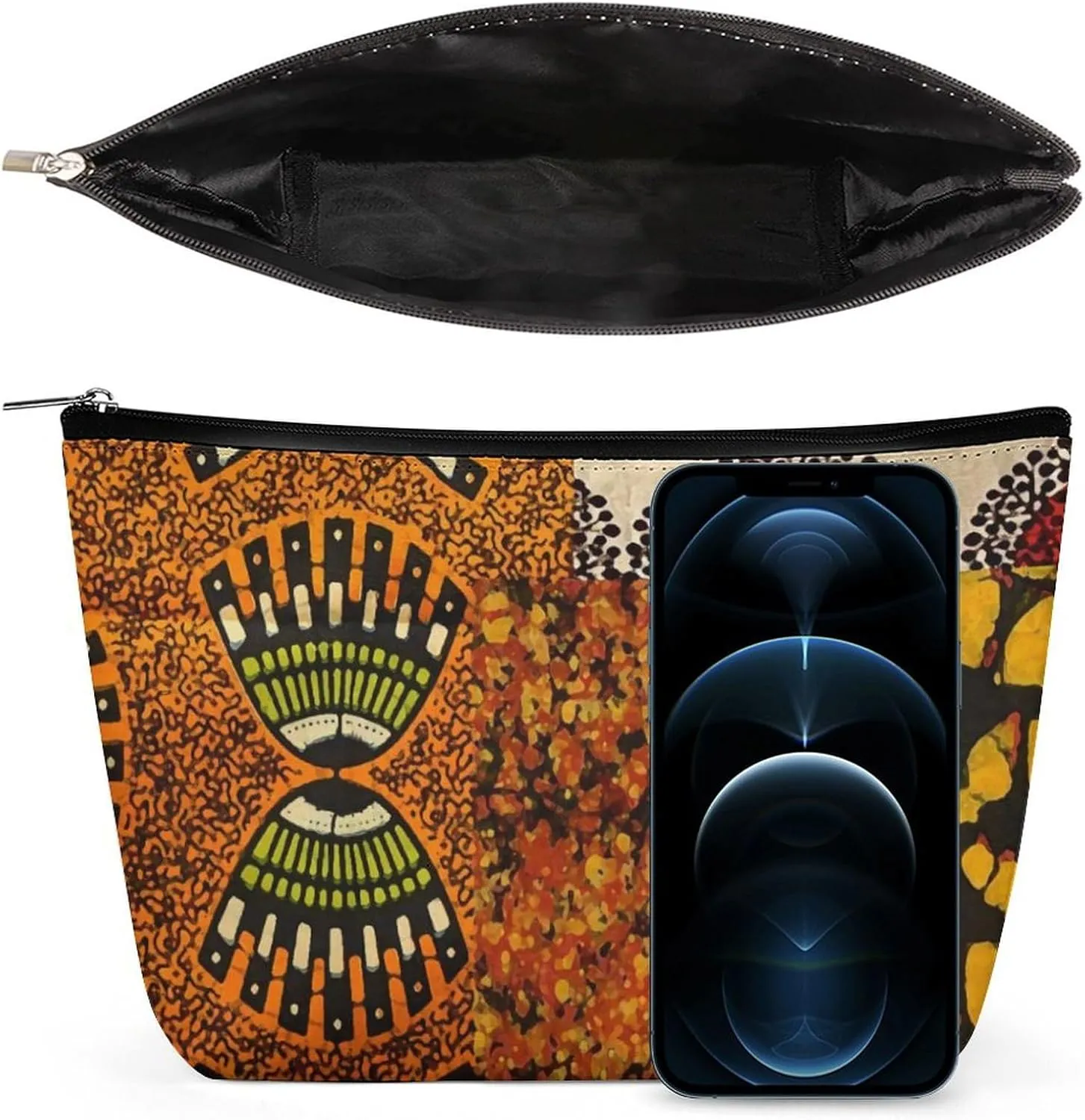 Mixed African Graphic Print Multi Functional Large Space Portable Makeup Bag