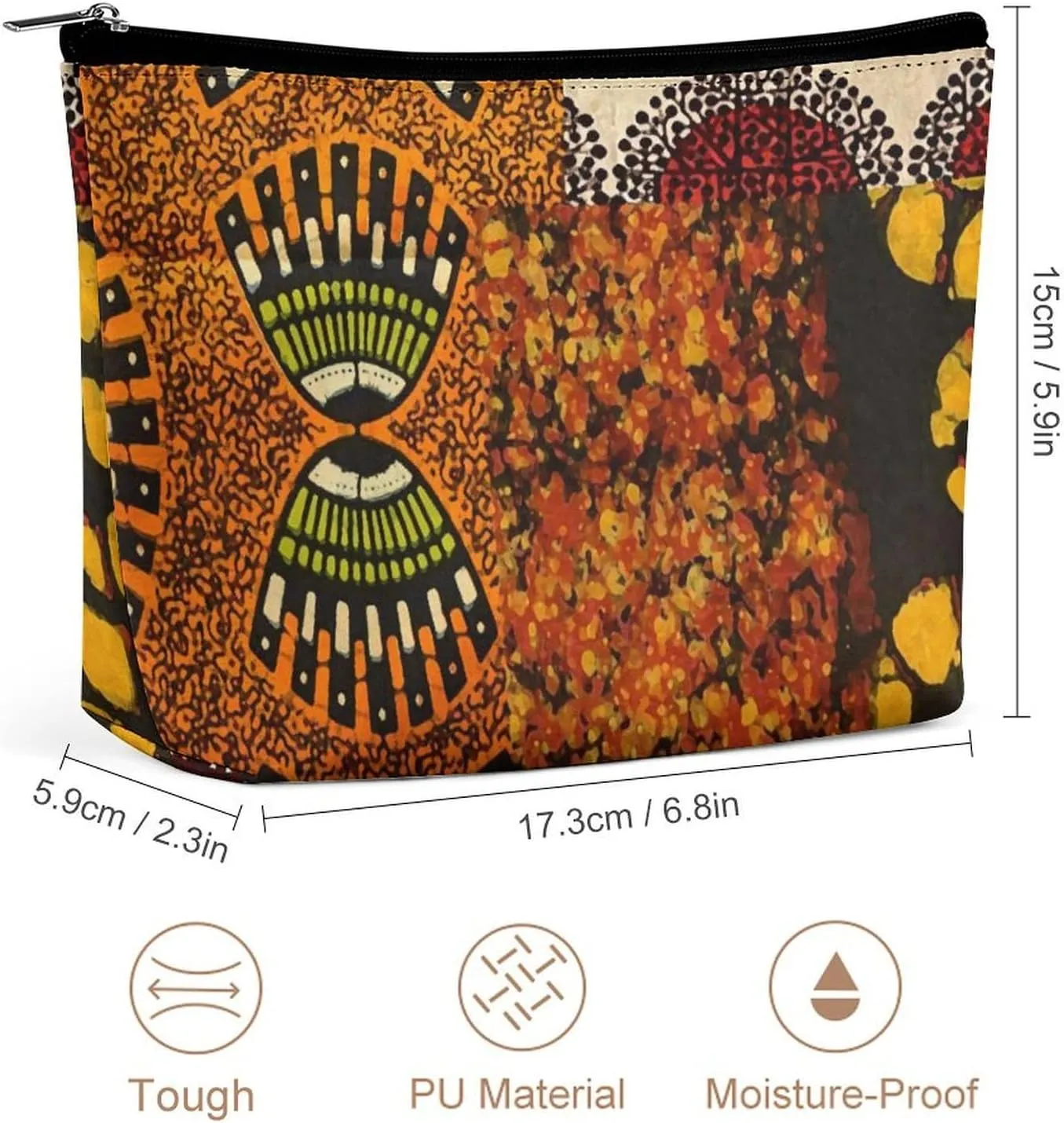 Mixed African Graphic Print Multi Functional Large Space Portable Makeup Bag