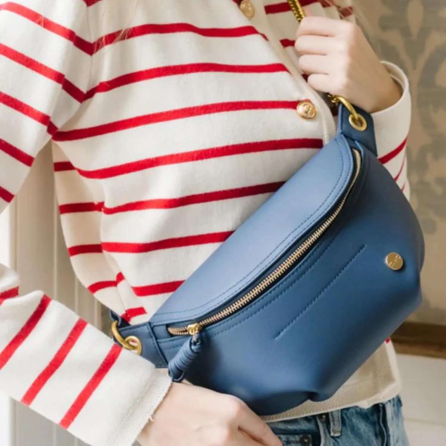 Modern Chic Belt Bag for Women - Catherine Vegan Leather Belt Bag, Crossbody Bag with Chain Strap and Interior Pocket