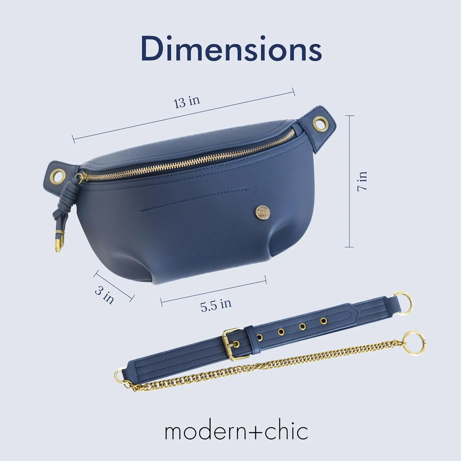 Modern Chic Belt Bag for Women - Catherine Vegan Leather Belt Bag, Crossbody Bag with Chain Strap and Interior Pocket