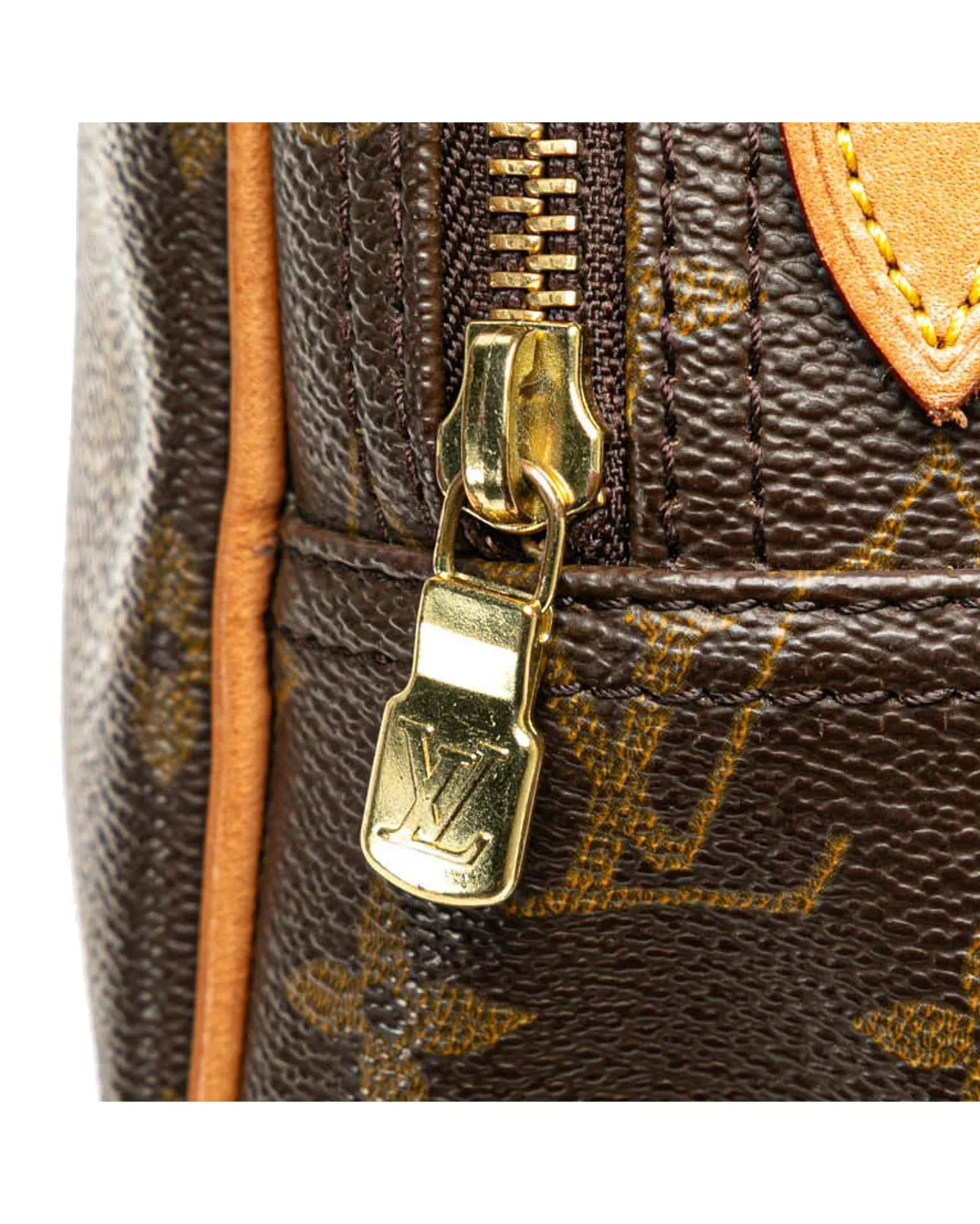 Monogram Canvas Reporter Bag with Leather Trim and Double Compartments