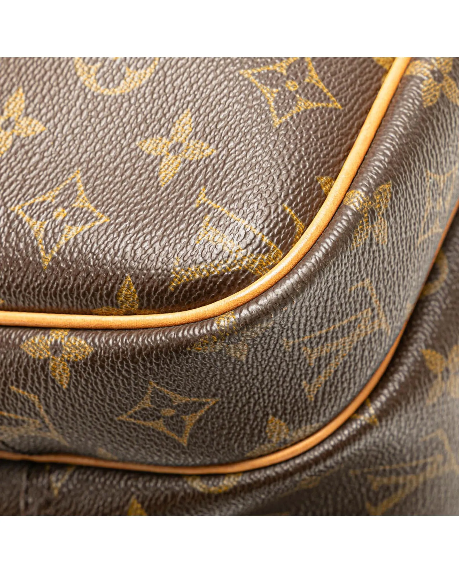 Monogram Canvas Reporter Bag with Leather Trim and Double Compartments