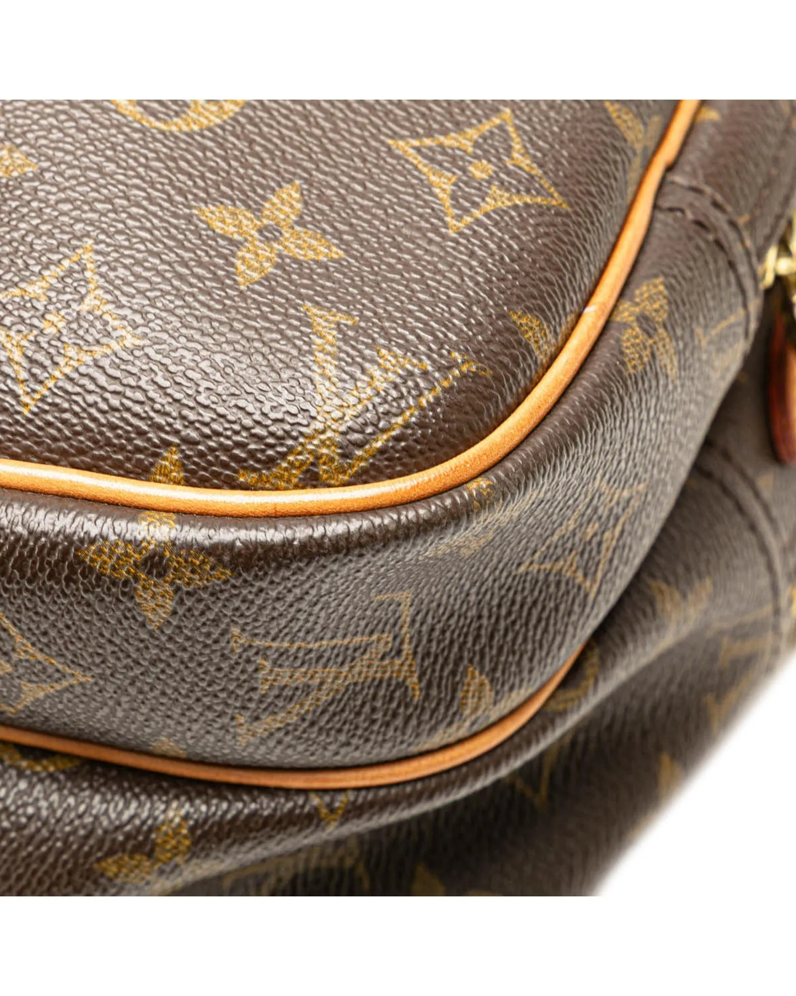 Monogram Canvas Reporter Bag with Leather Trim and Double Compartments