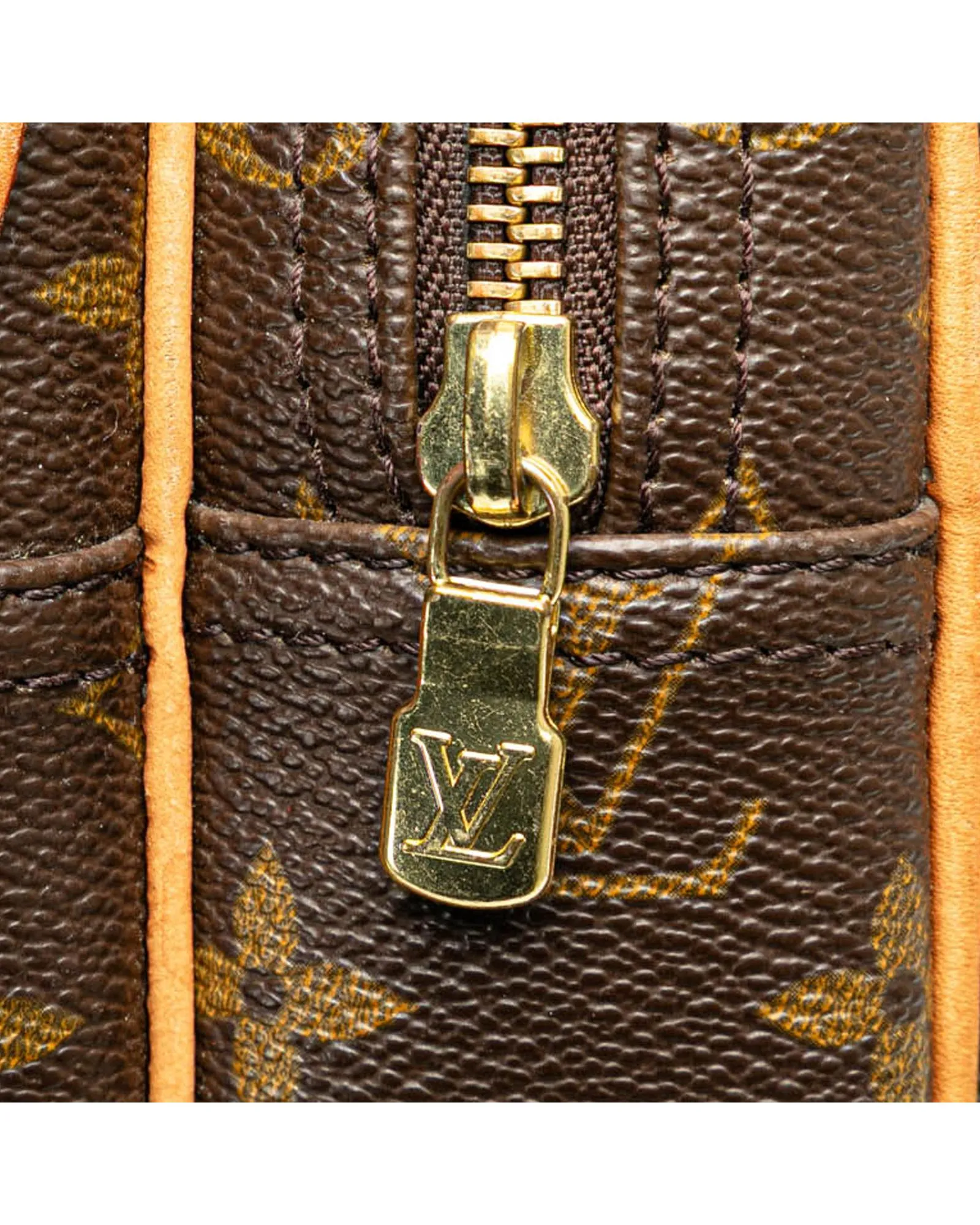 Monogram Canvas Reporter Bag with Leather Trim and Double Compartments