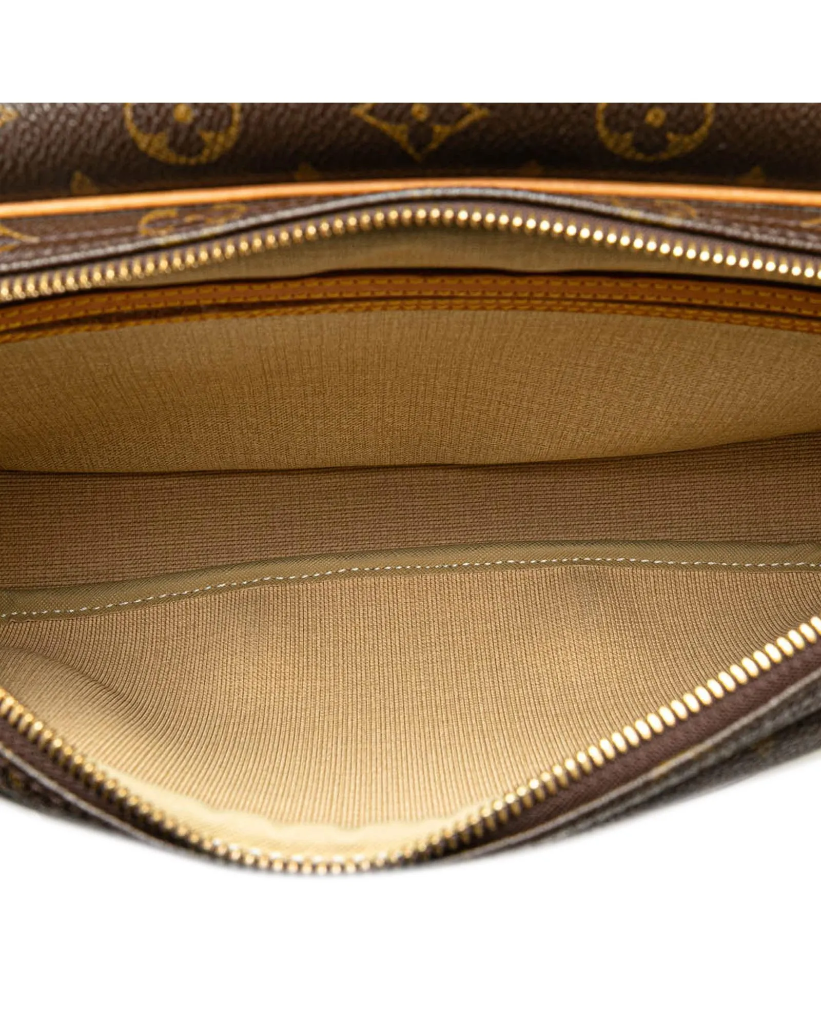 Monogram Canvas Reporter Bag with Leather Trim and Double Compartments