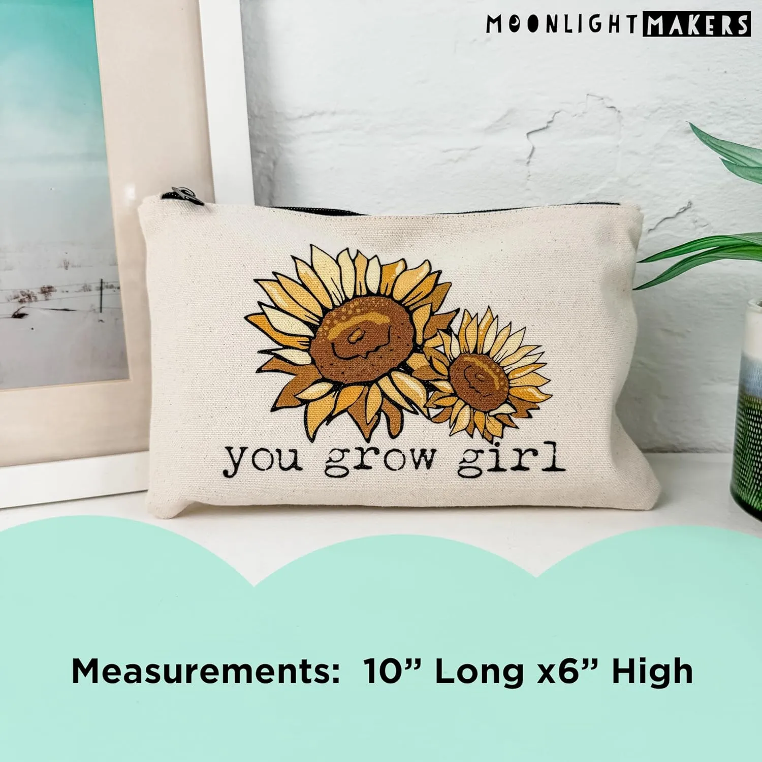 Moonlight Makers, I Wet My Plants, Funny Canvas Makeup Bag, Pencil Pouch, Cute Travel Accessories for Women, 100% Cotton Cosmetic & Toiletry Bags
