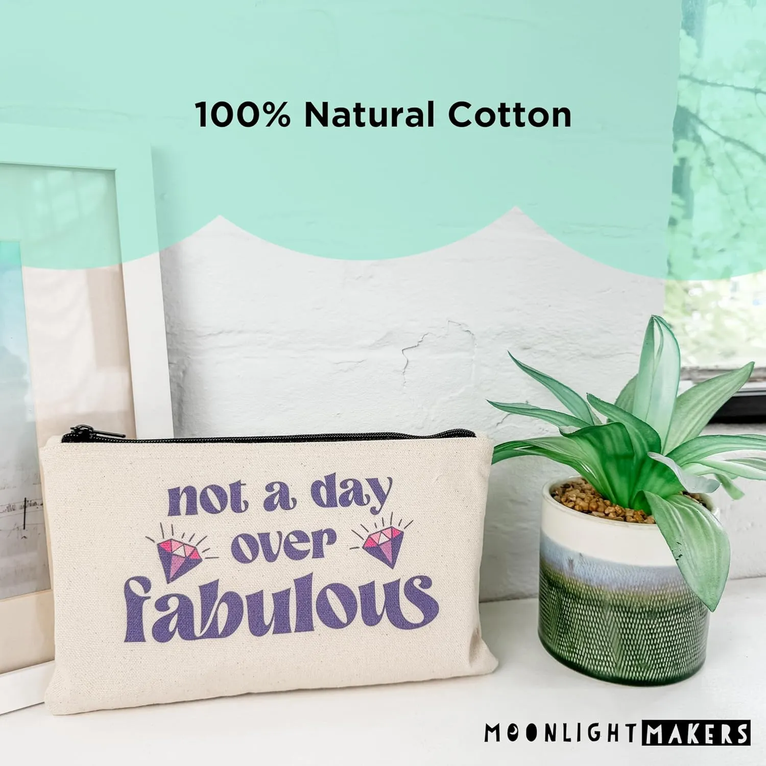Moonlight Makers, I Wet My Plants, Funny Canvas Makeup Bag, Pencil Pouch, Cute Travel Accessories for Women, 100% Cotton Cosmetic & Toiletry Bags
