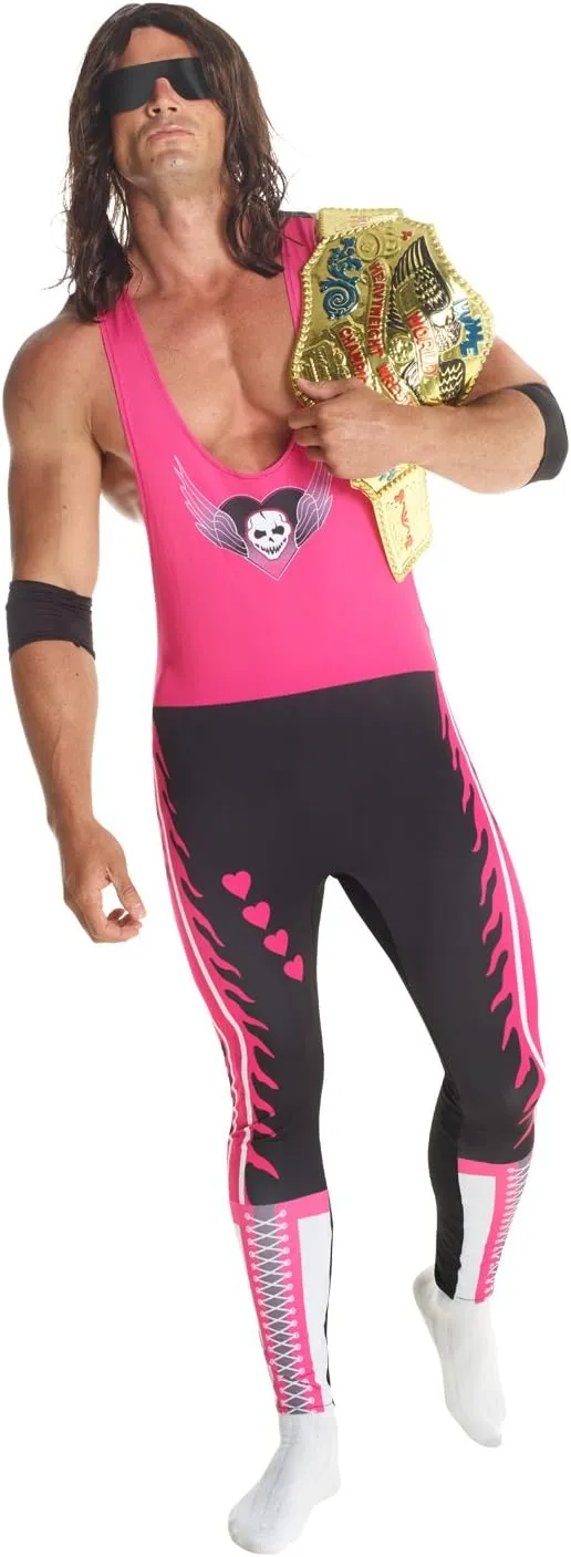 Morph Bret Hart Costume for Men, WWE Wrestler Outfit, Adult WWE Costume, Wrestling Attire for Fans and Collectors