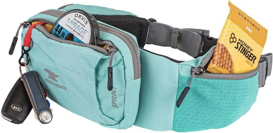 Mountainsmith Sprint Lumbar Waist Fanny Hip Pack, Running, Hiking, Travel, Dog-Walking, Outdoor Activities with 4 Zippered Pockets, Cascade Teal